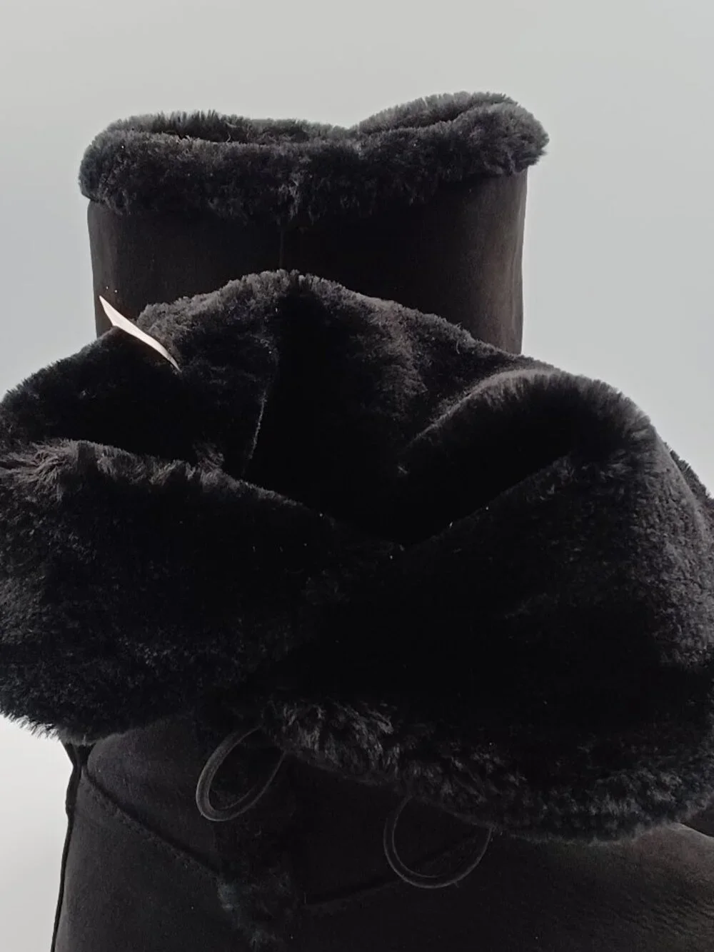 Women's Faux Fur Lined Black Winter Boots Flat Heel 10